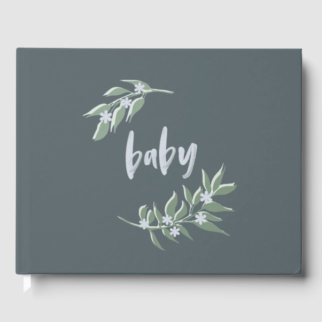 Baby shower livre d'hôtes - couronne de fleurs ble (Recto)