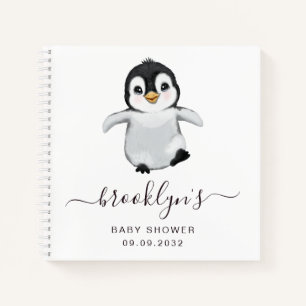 Baby shower Livre d'invité   Pingouin gris