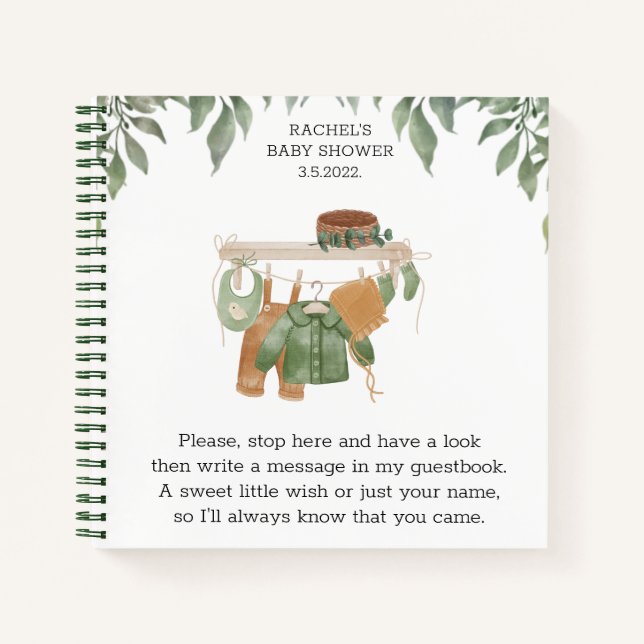 Baby shower Livre d'or Sage Green Green Green Gree (Devant)