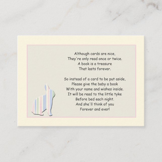 Baby shower Livre Poem Rose Insérer carte (Devant)