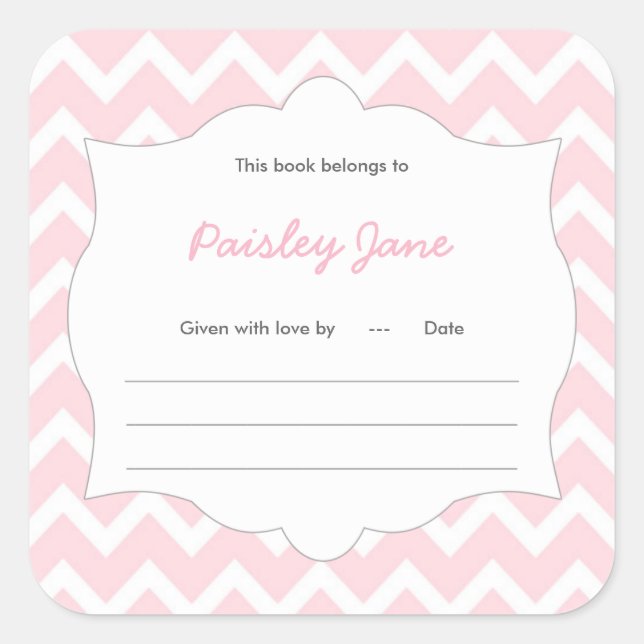 Baby shower livre rose Chevron étiquette plaque de (Devant)