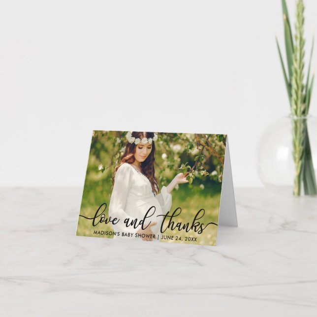 Baby Shower Love and Thanks Photo Note Card (Front)