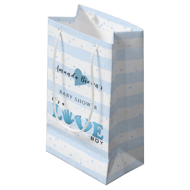 Baby Shower Love Baby Boy Small Gift Bag (Front Angled)