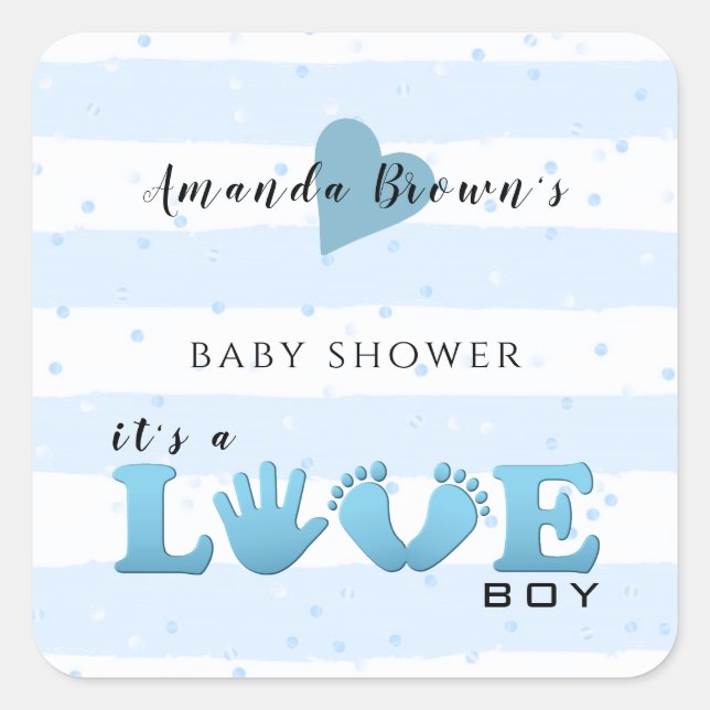 Baby Shower Love Baby Boy Square Sticker (Front)