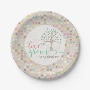 Baby Shower Love Grows In Our Family Tree Pastel Paper Plate