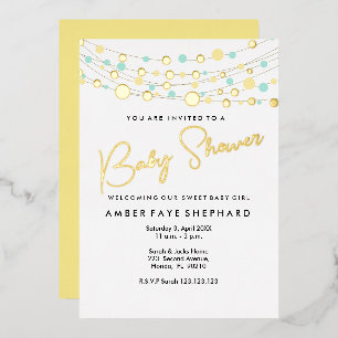 Baby shower lumineux Invitation - Jaune et Vert