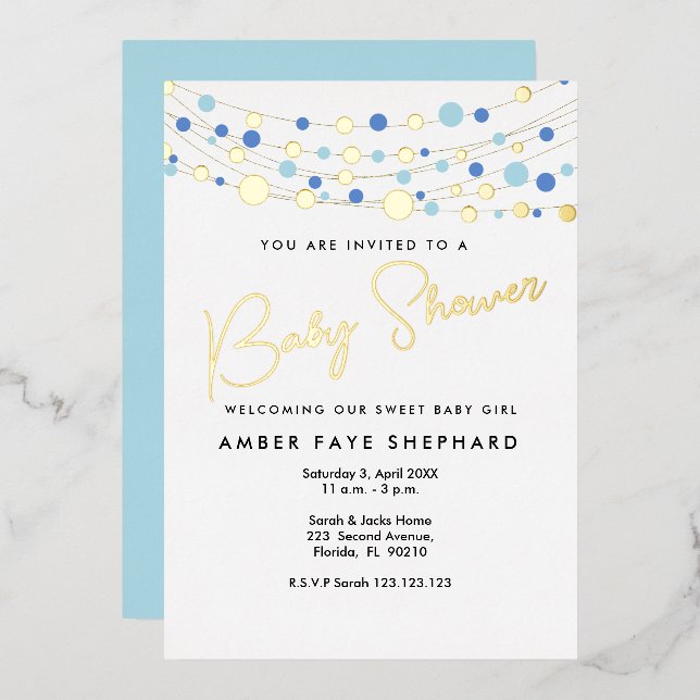 Baby shower lumineux Invitation - Jaune et Vert (Recto/Verso)