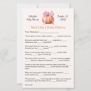Baby Shower Mad Libs   Fun Party Activity