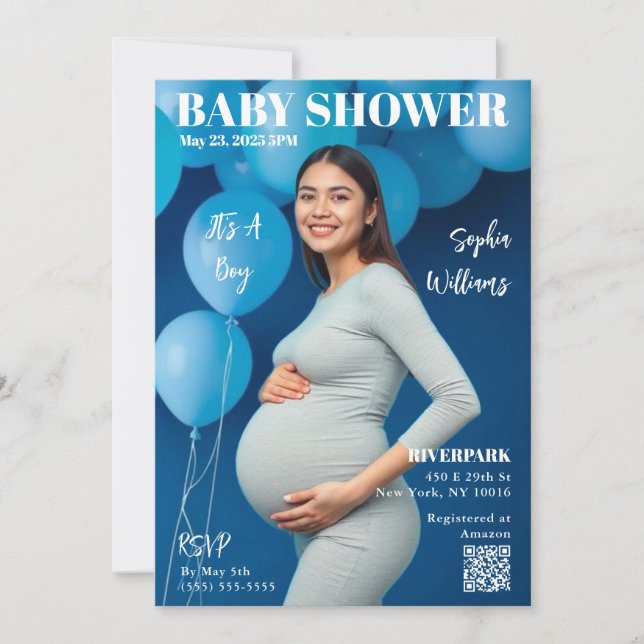 Baby Shower Magazine Cover Invitation (Front)