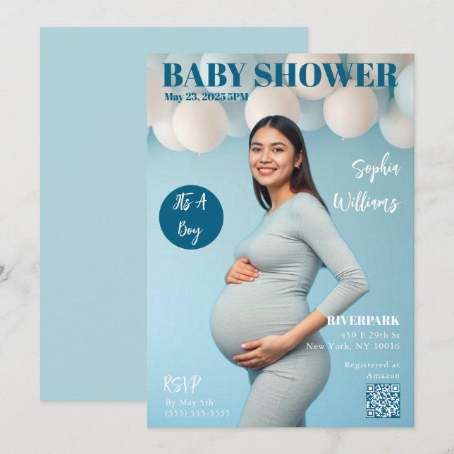 Baby Shower Magazine Cover Invitation (Front/Back)