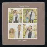 Baby Shower Memory Blanket Baby Announcement Gift Stone Coaster<br><div class="desc">Celebrate your growing family in a meaningful and memorable way with this custom pregnancy announcement stone coaster, featuring a personalized photo layout and customizable text set against a rich warm walnut brown background. Thoughtfully designed to capture one of life’s most special moments, this coaster blends natural texture with a warm,...</div>