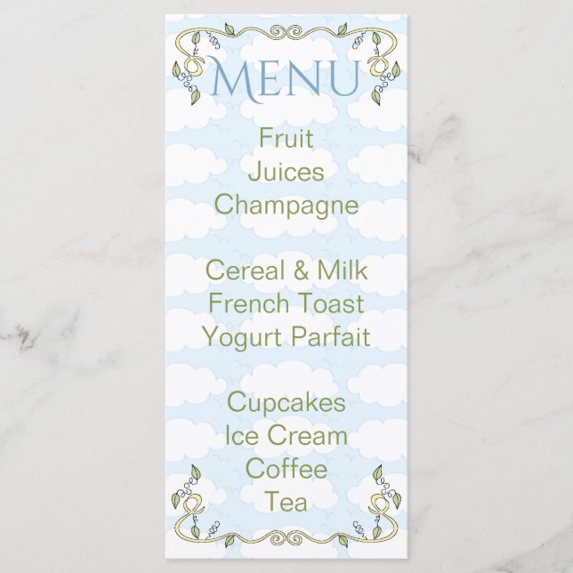 Baby Shower Menu "Castle in the Sky/Yellow" (Front)