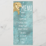 Baby Shower Menu "Gold Baby Dolphin"<br><div class="desc">Baby Shower Food Menu "Gold Baby Dolphin" Sweet gold, baby dolphin with painted background of golds, oranges and blues. Personalize this 2 sided, baby shower food menu. Simply delete text on both sides of menu card and replace with your own words. Choose your favourite font style, colour, and size. Dolphin...</div>