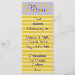 Baby Shower Menu "Gold Feet"