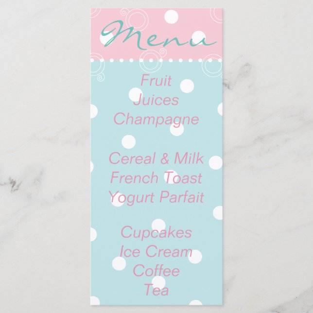 Baby Shower Menu "Pink Blue Baby" (Front)