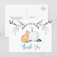Baby shower Merci Carte postale Citrouille & Fox