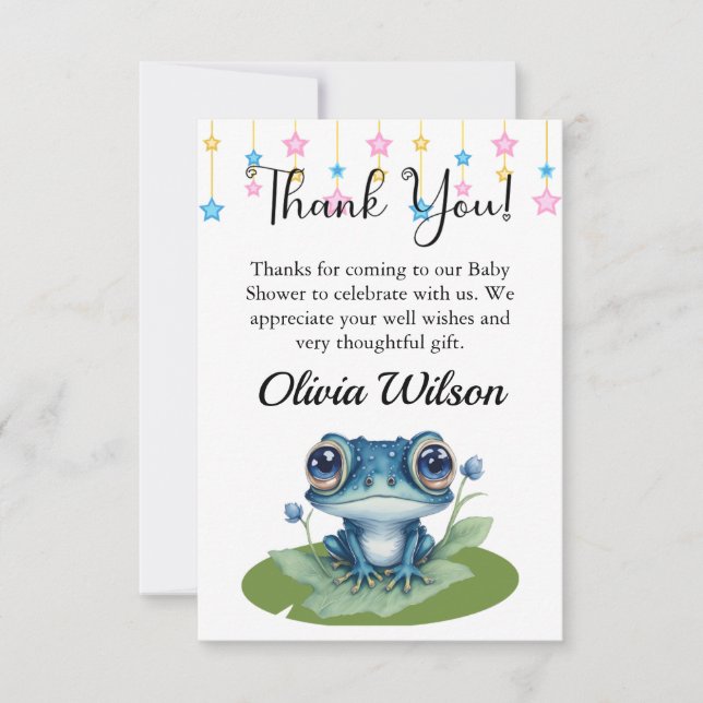 Baby shower Merci Cartes, Grenouille Cartes Thème (Devant)