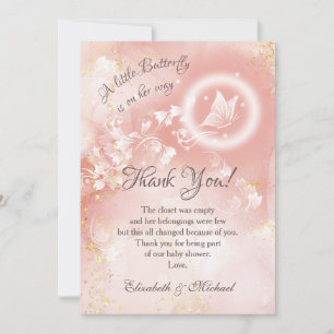 Baby shower Merci d'aquarelle Papillon Apricot