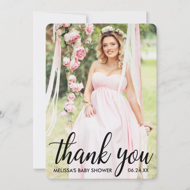 Baby shower Merci moderne Carte photo R (Devant)