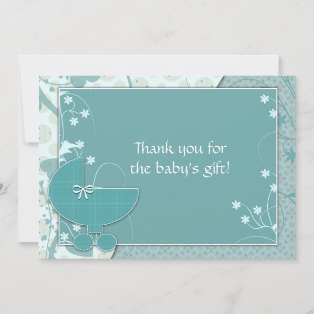 Baby shower Merci Notes Turquoise Baby Buggy (Devant)