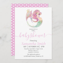 BABY SHOWER MERMAID Invitation rose