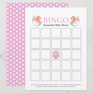Baby Shower Mermaid Under The Sea Dots Bingo Invitation