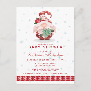 BABY SHOWER   Merry Christmas Plaid Gnome Postcard