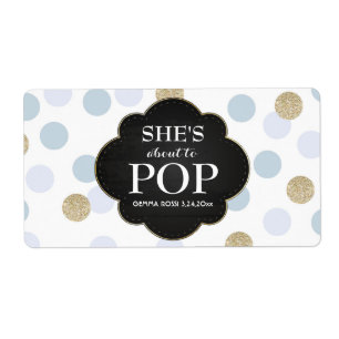 Baby shower Mini Champagne Étiquette Bleu Pois