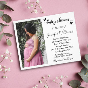 baby shower minimalist modern photo invitation flyer