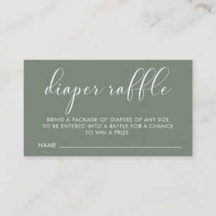 Baby Shower Minimalistic Sage Green Diaper Raffle  Enclosure Card