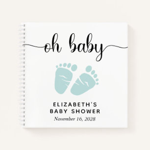Baby Shower Mint Green Baby Feet Guest Book