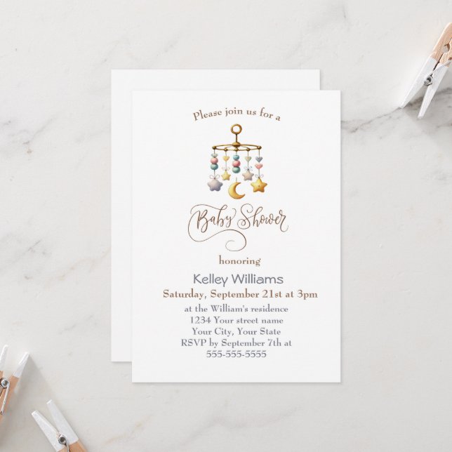 Baby shower Mobile Invitation (Devant/Arrière en situation)