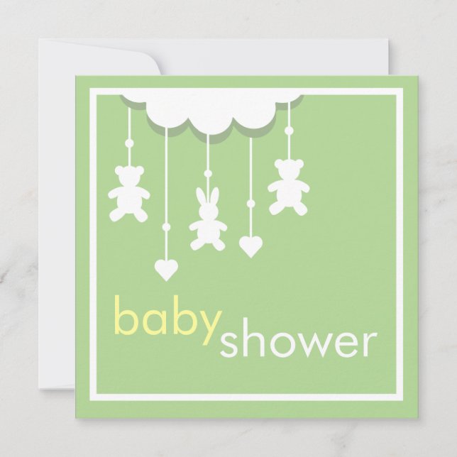 Baby shower mobile Sweet Baby Green Invitation (Devant)