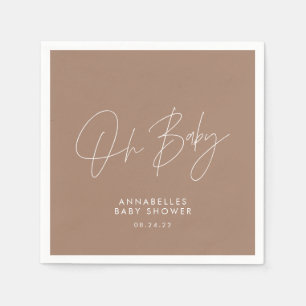 Baby shower modern boho natural brown elegant  napkin