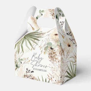 Baby shower modern rustic pampas grass foliage favor box