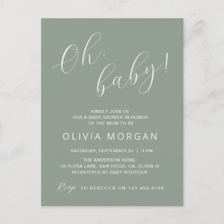Baby Shower Modern Sage Green Elegant Invitation