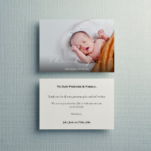 Baby shower moderne, bébé garçon, carte de remerci