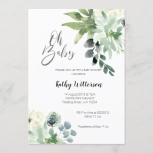 Baby shower moderne de verdure Invitation garçon