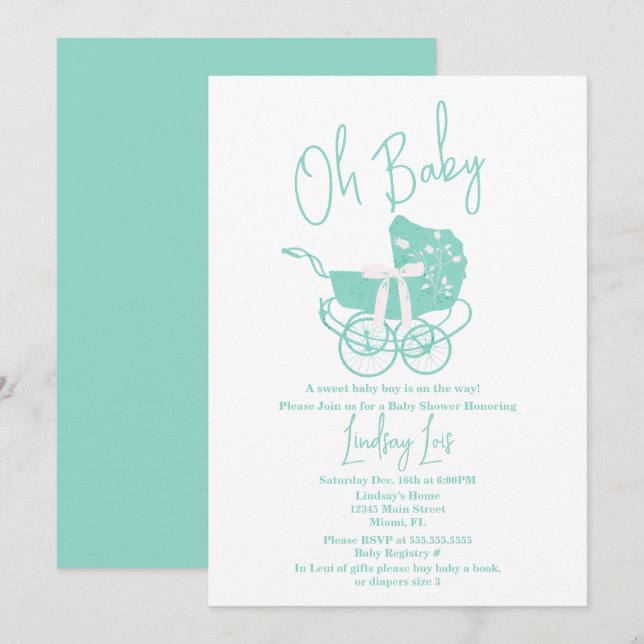 Baby shower moderne Invitation neutre genre (Devant / Derrière)