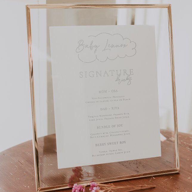 Baby shower moderne | Poster de signature de boiss (Créateur téléchargé)