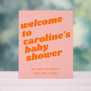 Baby shower moderne rose orange rétro Accueil
