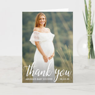baby shower Moderne Script Merci photo Plier