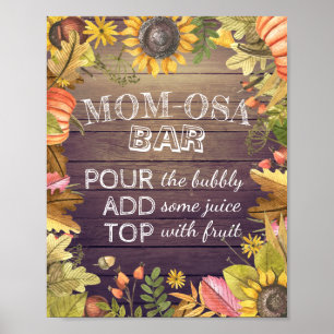Baby Shower MOM-OSA BAR Sign Maple Leaves Pumpkins