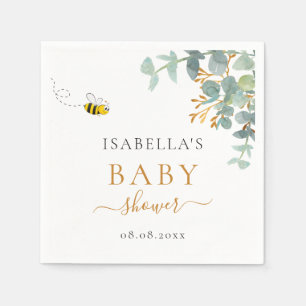 Baby Shower mom to bee eucaluptus script script Napkin