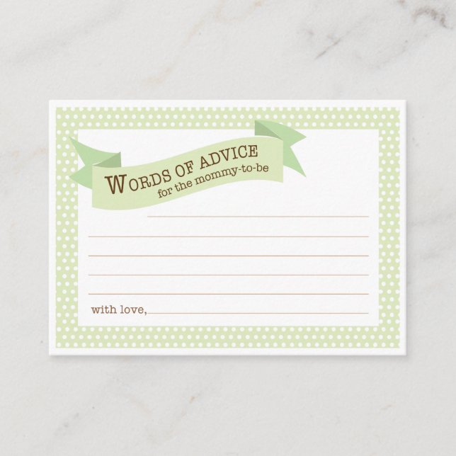 Baby Shower Mommy Advice Card | Green (Front)