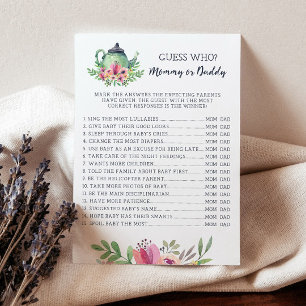 Baby Shower Mommy or Daddy Game Card