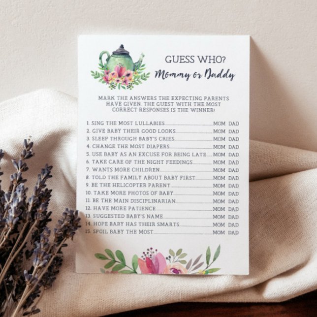 Baby Shower Mommy or Daddy Game Card (Creator Uploaded)