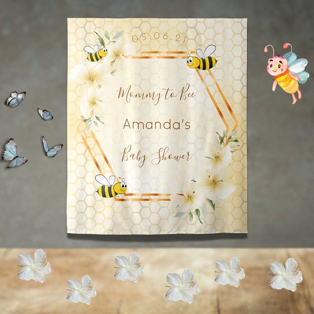 Baby Shower mommy to bee bumble bees honeycomb Tapestry (Creator Uploaded)