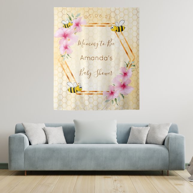 Baby Shower mommy to bee bumble bees honeycomb Tapestry (Creator Uploaded)
