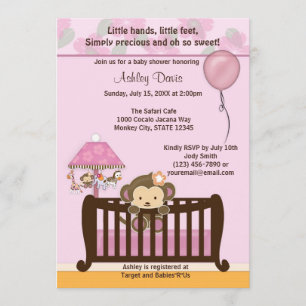 Baby shower MONKEY Invitation Bébé ORCHID CJ-O